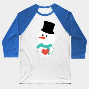 Merry Christmas SnowMan With Heart Baseball T-Shirt